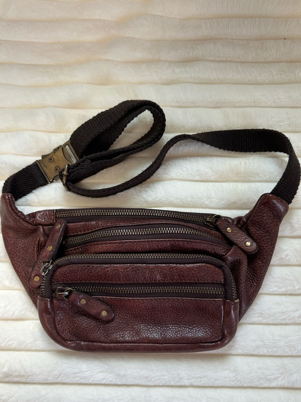 Scully Brown Leather Waist Pouch, Fanny Pack, Crossbody